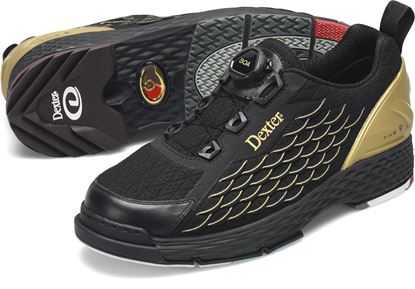 Picture of Dexter Mens The C-9 Knit Boa Black Gold Wide Bowling Shoes