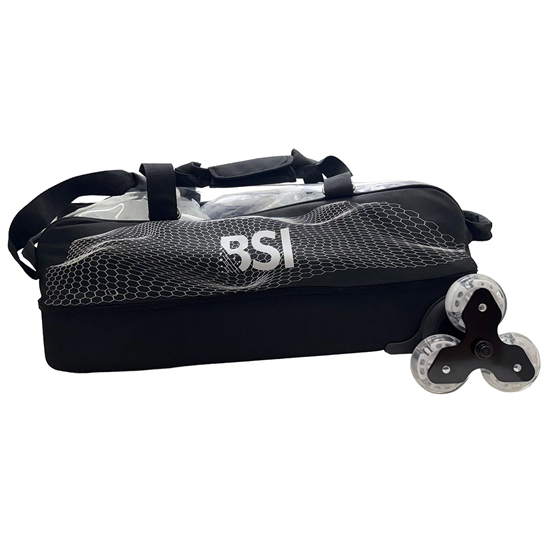 Picture of BSI Hard Base Tri-Wheel 3 Ball Triple Roller Tote Black Bowling Bag